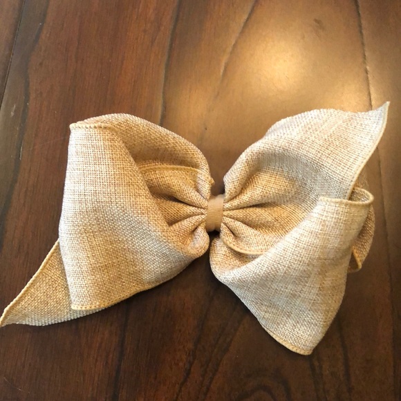 Wee Ones Accessories - Wee Ones Huge Grosgrain Natural burlap large hair bow - strong claw clip